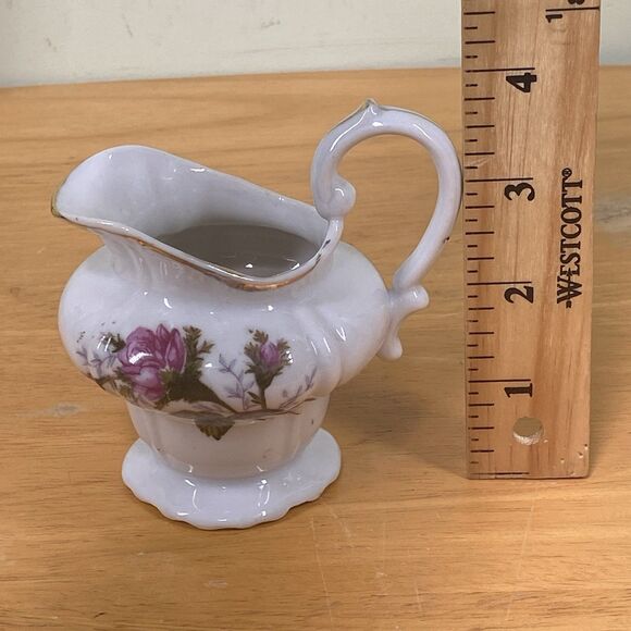 Antique Hand-Painted Rose Creamer • Romantic Shabby Chic Porcelain - Picture 11 of 12